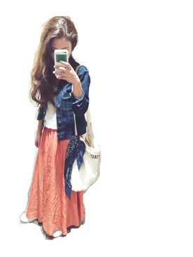 「ROPE' PICNIC（ロペピクニック）のレギュラーサイズGジャン（デニムジャケット、ブルー系）」を使った、ka_yoさん（レディース・160cm）の春コーディネート