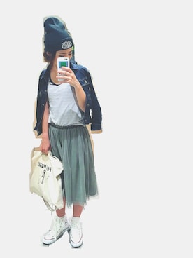 「CONVERSE（コンバース）のCONVERSE ALL STAR　ハイカットスニーカー（スニーカー）」を使った、ka_yoさん（レディース・160cm）の春コーディネート