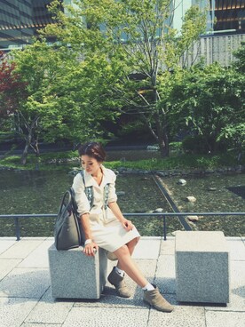 「un dix cors（アンディコール）のアイテム（ワンピース/ドレス、ホワイト系）」を使った、ka_yoさん（レディース・160cm）の夏コーディネート