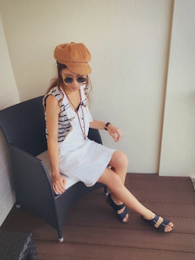 「ROPE' PICNIC（ロペピクニック）のアイテム（サロペット/オーバーオール）」を使った、ka_yoさん（レディース・160cm）の夏コーディネート