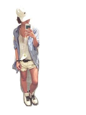 「Abercrombie&Fitch（アバークロンビーアンドフィッチ）のアイテム（帽子）」を使った、ka_yoさん（レディース・160cm）の夏コーディネート