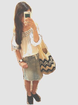 「COQULE（コクレ）のアイテム（シャツ/ブラウス、ホワイト系）」を使った、ka_yoさん（レディース・160cm）の夏コーディネート