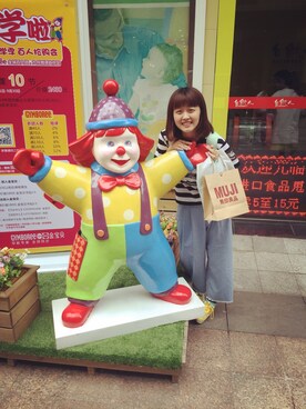 「其他のアイテム（その他パンツ、ブルー系）」を使った、曾圆润さん（キッズ・162cm）の秋コーディネート