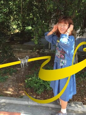 「其它のアイテム（ワンピース、ブルー系）」を使った、曾圆润さん（キッズ・162cm）の秋コーディネート