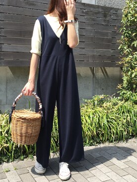 「titivate（ティティベイト）のアイテム（つなぎ/オールインワン）」を使った、mikaさん（レディース・166cm）の春コーディネート