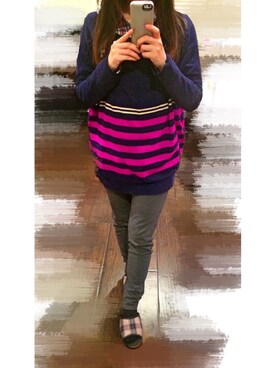 「RAINBOW（レインボー）のアイテム（トップス）」を使った、joannehuiyuさん（レディース・155cm）の冬コーディネート