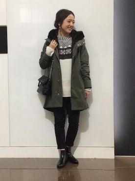 「LEPSIM（レプシィム）のアイテム（モッズコート）」を使った、hiroさん（レディース・157cm）の冬コーディネート