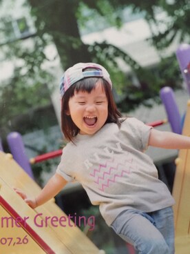 「TOMMY HILFIGER（トミーヒルフィガー）のアイテム（キャップ）」を使った、Chihoko Fujishimaさん（キッズ・100cm）の夏コーディネート