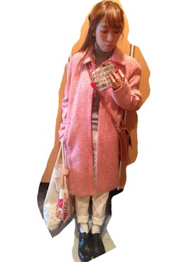 「ピンクコート」｜「アイテム（その他アウター）」を使った、☺︎YURI☺︎さん（レディース・152cm）の秋コーディネート