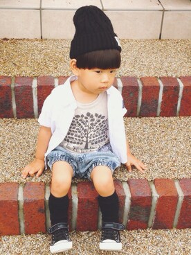 「F.O.KIDS（エフオーキッズ）のアイテム（タンクトップ）」を使った、maotaさん（キッズ・80cm）の夏コーディネート