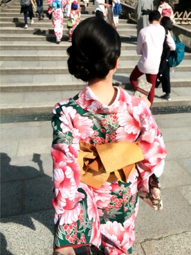 「アイテム（浴衣、グリーン系）」を使った、ナオさん（レディース・156cm）の夏コーディネート