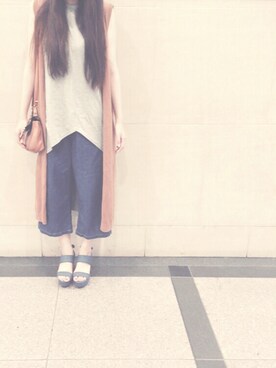 「アイテム（その他トップス、ブラウン系）」を使った、ナオさん（レディース・156cm）の夏コーディネート