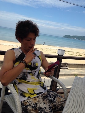 「ZARA（ザラ）のアイテム（タンクトップ、イエロー系）」を使った、kihaさん（メンズ・169cm）の夏コーディネート