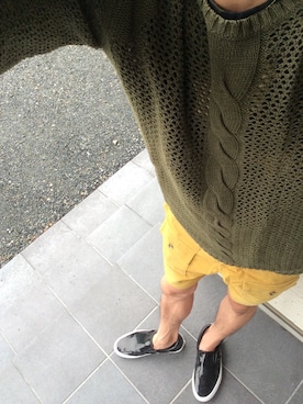「ZARA（ザラ）のアイテム（ニット/セーター、グリーン系）」を使った、kihaさん（メンズ・169cm）の夏コーディネート