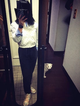 「ワイシャツ」｜「アイテム（その他）」を使った、なすなすさん（レディース・153cm）の春コーディネート