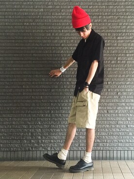 「Dr. Martens（ドクターマーチン）のDr.Martens (ドクターマーチン)/1461 3EYE GIBSON SHOES（その他シューズ）」を使った、のろ助さん（メンズ・177cm）の夏コーディネート