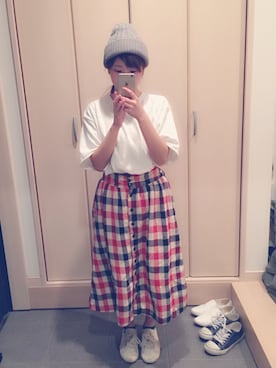 「柄物」｜「アイテム（帽子）」を使った、Ayanaさん（レディース・151cm）の春コーディネート