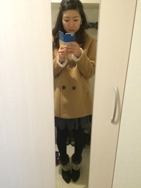 「Right-on（ライトオン）のアイテム（ピーコート）」を使った、megさん（レディース・162cm）の冬コーディネート
