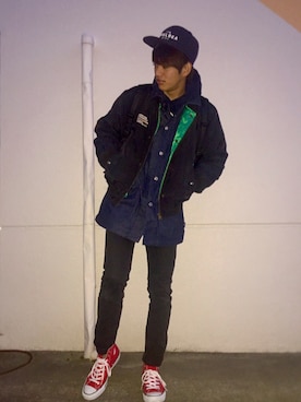 「BACK NUMBER（バックナンバー）のアイテム（キャップ）」を使った、JOEさん（メンズ・175cm）の冬コーディネート