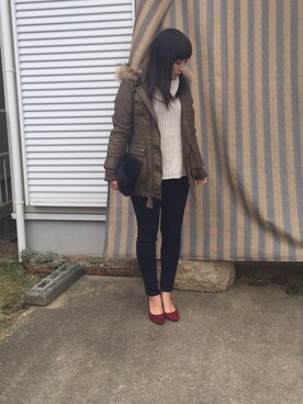 「NICE CLAUP（ナイスクラップ）のアイテム（モッズコート）」を使った、마이さん（レディース・164cm）の冬コーディネート