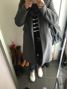 「仕事着」｜「アイテム（チェスターコート）」を使った、ゆんさん（レディース・151cm）の冬コーディネート