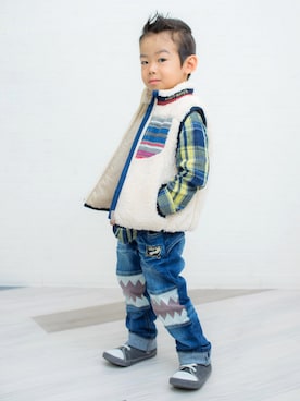 「KRIFF MAYER（クリフメイヤー）のアイテム（ベスト、ホワイト系）」を使った、Yuka さん（レディース）の夏コーディネート