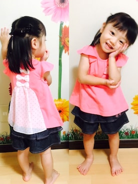 「ANY（エニィ）のアイテム（Tシャツ/カットソー、ピンク系）」を使った、Yuka さん（レディース）の夏コーディネート