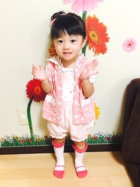 「coeur a coeurのアイテム（サロペット/オーバーオール、ピンク系）」を使った、Yuka さん（レディース）の夏コーディネート