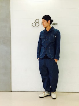 「Johnbull Private labo（ジョンブルプライベートラボ）のアイテム（カバーオール）」を使った、yakabeさん（メンズ・175cm）の冬コーディネート