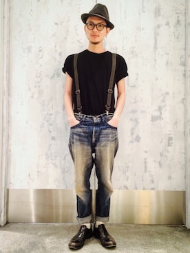 「アイテム（サスペンダー）」を使った、yakabeさん（メンズ・175cm）の春コーディネート