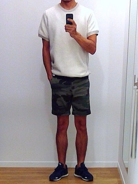 「LOOPWHEELER（ループウィラー）のアイテム（シューズ）」を使った、Source unknownさん（メンズ・180cm）の夏コーディネート