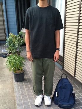 「アイテム（バックパック/リュック、ブルー系）」を使った、HASSHIさん（メンズ・170cm）の夏コーディネート