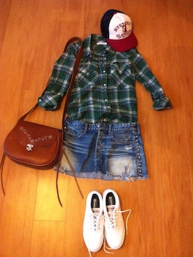 「HTC（エイチティーシー）のアイテム（バッグ）」を使った、こーたんさん（レディース・157cm）の夏コーディネート