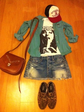 「HTC（エイチティーシー）のアイテム（バッグ）」を使った、こーたんさん（レディース・157cm）の夏コーディネート