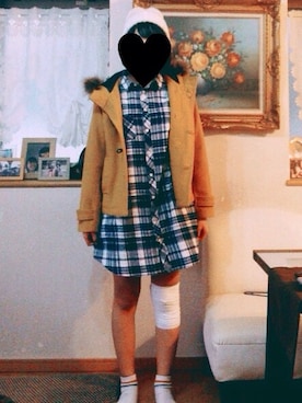 「チェックシャツワンピース」｜「アイテム（ジャケット/アウター）」を使った、Aoiさん（レディース・153cm）の春コーディネート