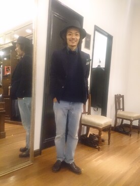 「ボウタイ」｜福田雅人さん（メンズ・165cm）の冬コーディネート