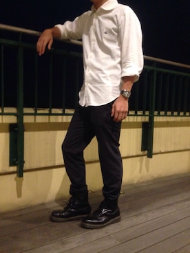 「Vivienne Westwood MAN（ヴィヴィアンウエストウッドマン）のアイテム（シャツ/ブラウス、ホワイト系）」を使った、yuyさん（メンズ・169cm）の秋コーディネート