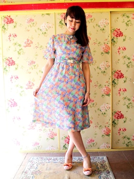 「アイテム（ワンピース/ドレス、パープル系）」を使った、代官山セレクトショップWild Lilyさん（レディース・162cm）の春コーディネート