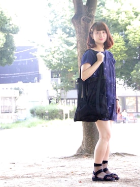 「RAY CASSIN（レイカズン）のアイテム（バッグ、ブラック系）」を使った、もさん（レディース・160cm）の夏コーディネート