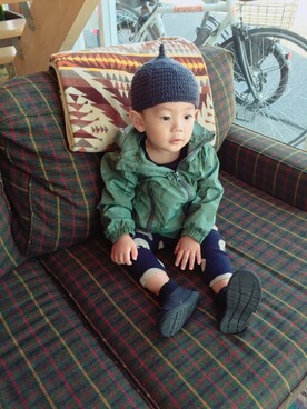 「アイテム（ナイロンジャケット）」を使った、toricoさん（キッズ・80cm）の秋コーディネート