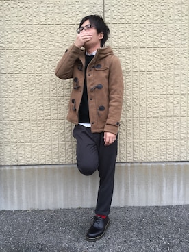 「HARE」｜「アイテム（ダッフルコート）」を使った、ナマズさん（メンズ・161cm）の冬コーディネート