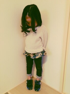 「ROSE BUD MINI（ローズ バッド ミニ）のアイテム」を使った、hinatさん（キッズ・90cm）の冬コーディネート