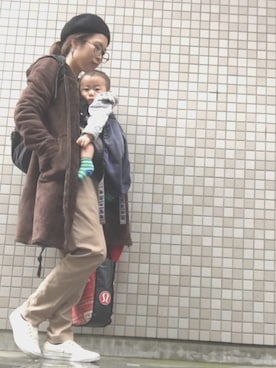 「GAP（ギャップ）のアイテム（ムートンコート）」を使った、enanaさん（レディース・156cm）の秋コーディネート
