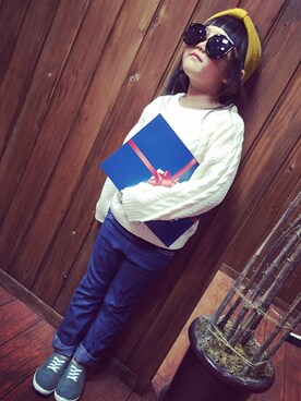 「アイテム（ヘアアクセサリー）」を使った、#MlKlTyさん（キッズ・120cm）の秋コーディネート