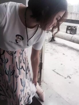 「ONLY（オンリー）のアイテム（スカート、ピンク系）」を使った、美聪美聪さん（レディース・162cm）の秋コーディネート