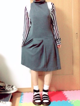 「NANO universe（ナノユニバース）のDr.Martens/SHORE CLARISSA/ CHUNKY STRAP SANDAL（サンダル、ブラック系）」を使った、*さあや*さん（レディース・150cm）の春コーディネート