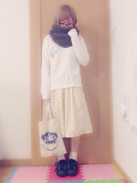 「JINS（ジンズ）の【JINS CLASSIC -Acetate&Titanium-】アセテート&チタン（メガネ、ブラウン系）」を使った、*さあや*さん（レディース・150cm）の秋コーディネート