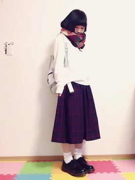 「UNIQLO（ユニクロ）のアイテム（マフラー、レッド系）」を使った、*さあや*さん（レディース・150cm）の冬コーディネート