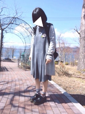 「niko and...（ニコアンド）のDAIRY ドレープカーディガン【niko and...】（カーディガン/ボレロ、グレー系）」を使った、*さあや*さん（レディース・150cm）の春コーディネート