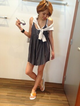「Lagoon（ラグーン）のアイテム（オールインワン・サロペット）」を使った、hamaさん（レディース・162cm）の夏コーディネート